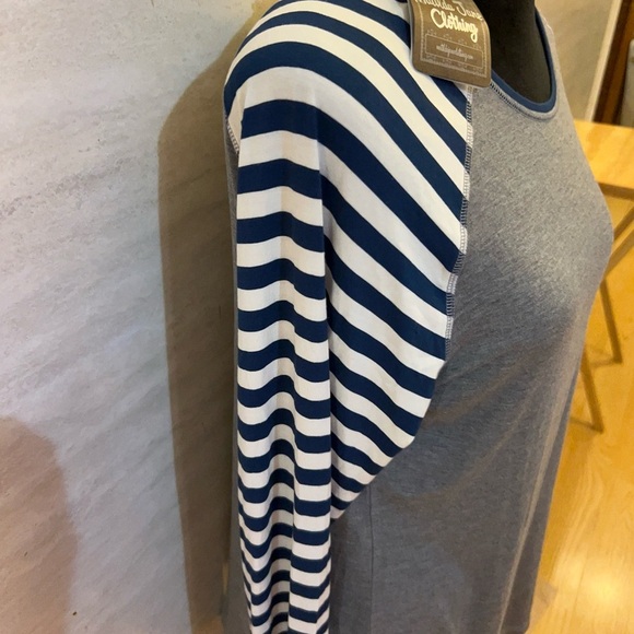 NWT- Matilda Jane Long-Sleeve T-Shirt Tunic Top Navy & White Striped Sleeves - Picture 4 of 10